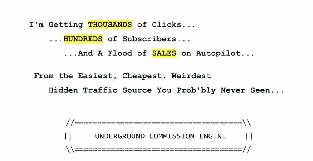 Underground Commission Engine Review – The Secret System to Unlock Hidden Affiliate Profits